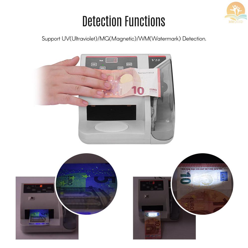 In Stock Portable Mini Money Counter Worldwide Currency Cash Kertas Bill Counting Machine Detector Dengan UV/MG/WM Deteksi Palsu 600tagih Per Menit Layar Display LED