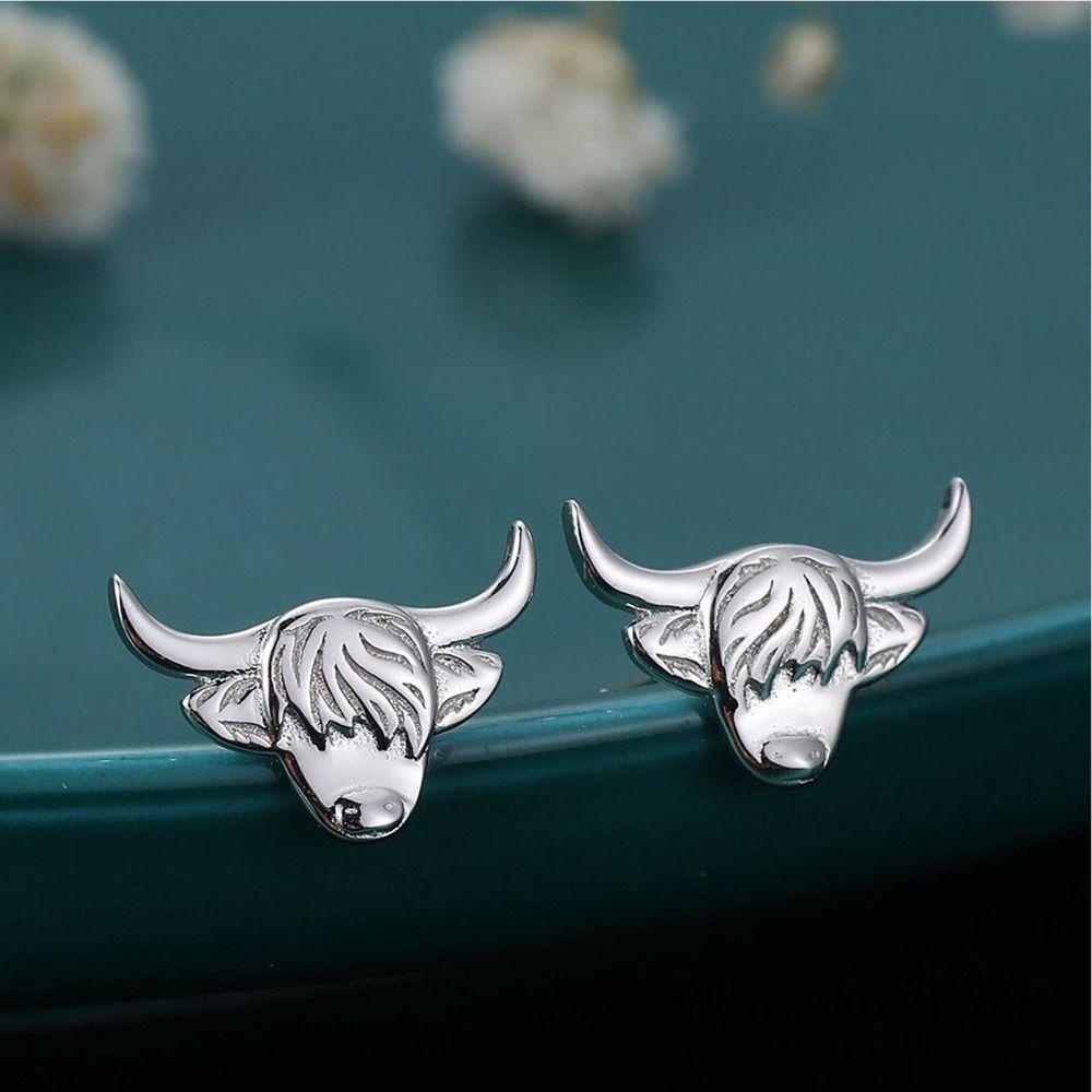 LILY Anting, Handmade Ear studs, Fashion Skotlet Dataran Tinggi Sapi Alloy Retro Stud Earring Untuk Wanita