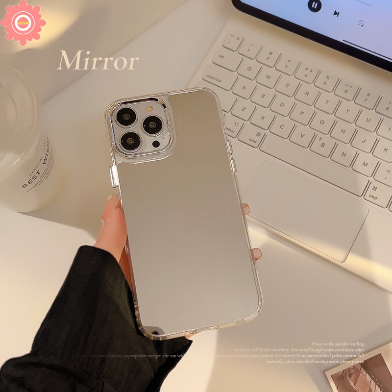 IPHONE Case Cermin Make Up 3D Stereo Silver Love Heart Kompatibel Untuk Iphone14 11 12 13 Pro Max 13 14 12 Pro Max 14 Pro 12pro 13 Pro Plating Mewah Metal Akrilik Shockproof Cover