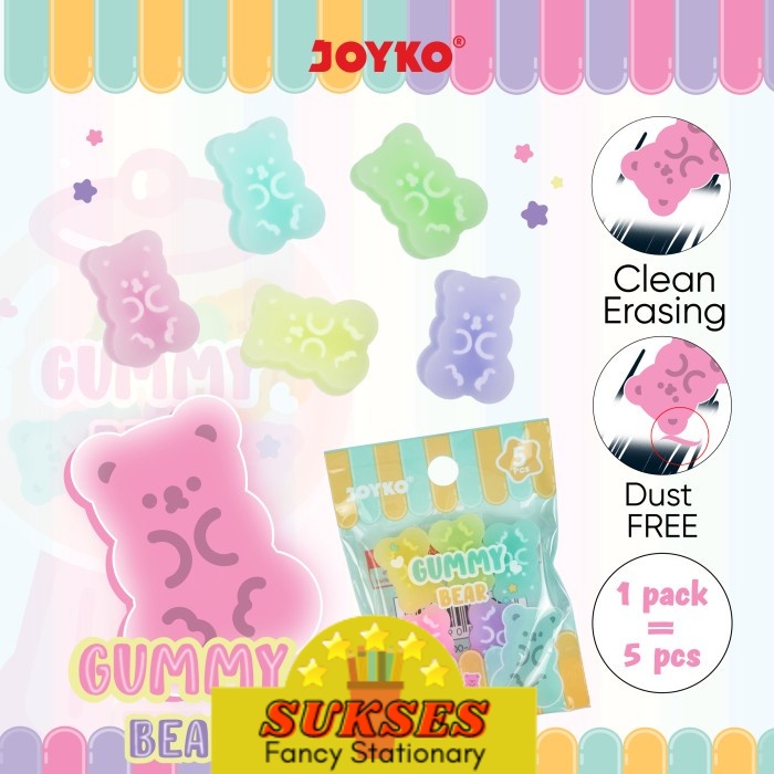 

Penghapus Eraser Joyko ERT-136 Gummy Bear 1 Pack 5 Pcs