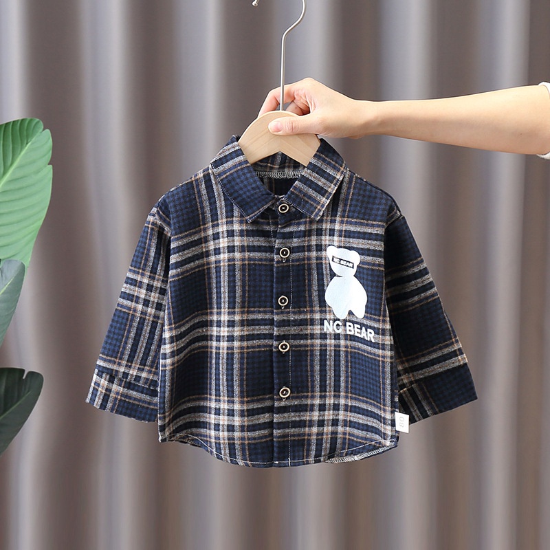 Sunstar29 - Atasan Kemeja Baby Boy Usia 1 2 3 4 5 Tahun Lengan Panjang Bahan Berkualitas HEM Kotak K