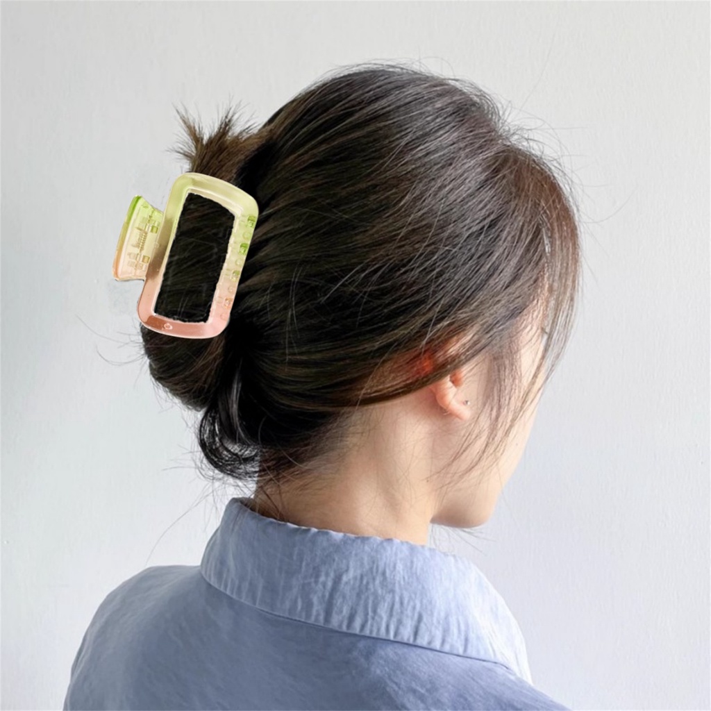 1pc/3pcs Square Transparan Hairclaw Pink Green Gradient Twist Cross Hairgrip Musim Panas Manis Aksesoris Rambut