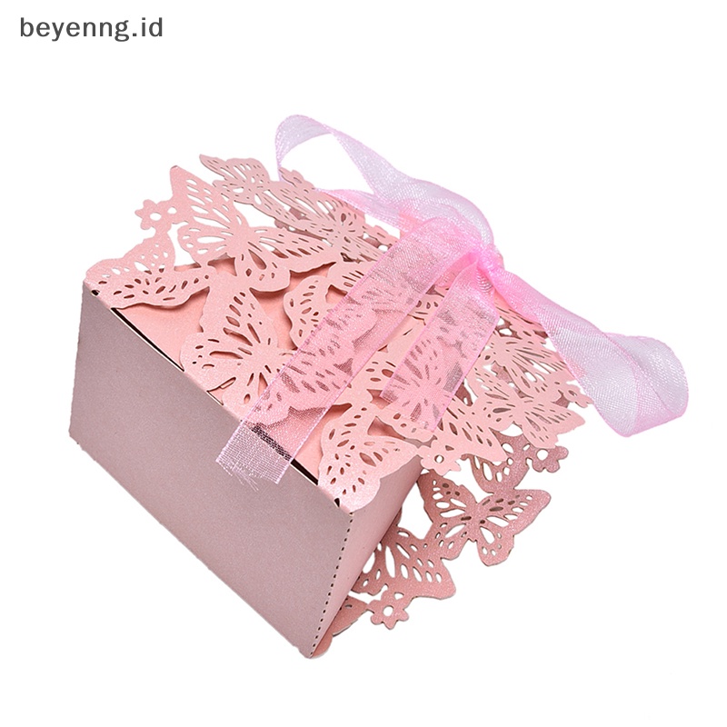 Beyen 10 /50 /100pcs Pita Kupu-Kupu Hadiah Permen Kotak Kertas Suvenir Pesta Pernikahan Paper Bag ID