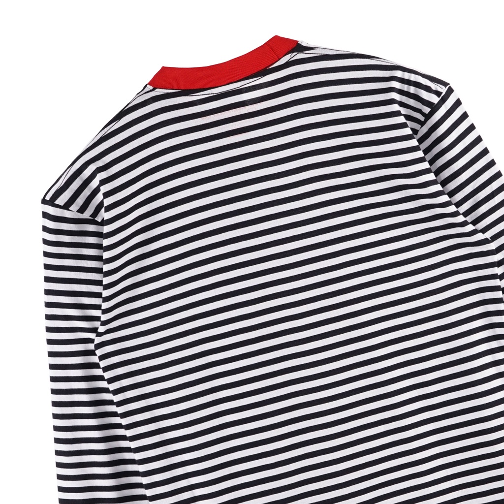 KAOS LENGAN PANJANG MOTIF STRIPE GARIS FRIDAY KILLER | KOZIAK BLACK RED LS