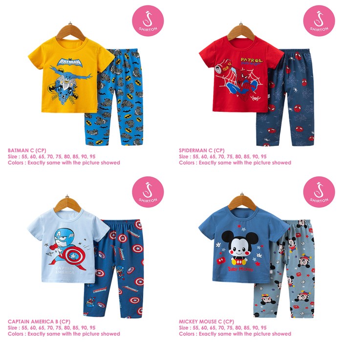 ✨BEST✨ -Setelan Baju Tidur Anak Laki-Laki Import CP Spiderman A Shirton - SPIDERMAN C CP, Size 55