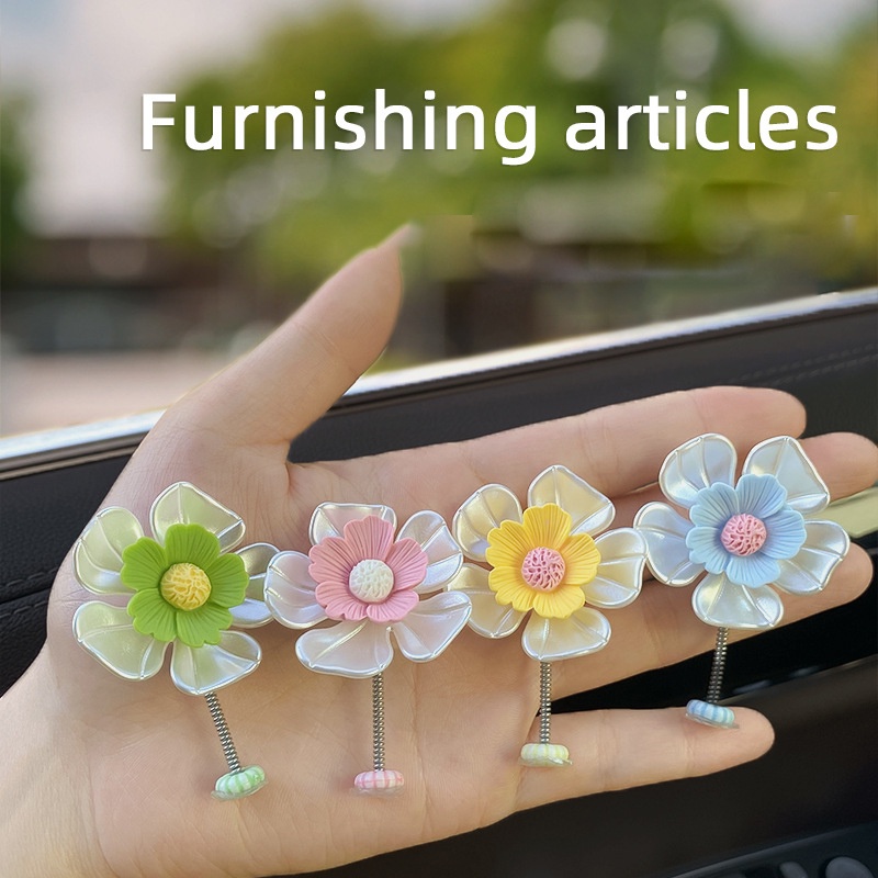 Hiasan Bunga Kepala Goyang Interior Mobil/ Mini Car Dashboard Decor Dancing Flower/ Ornamen Spion Otomatis