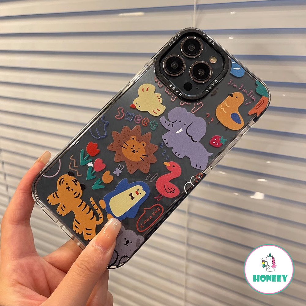 IPHONE Lucu Kartun Hewan Bunny Bear Babi Anjing Monyet Ponsel Case Kompatibel Untuk Iphone14 13 11 12 Pro Max Anti-drop Lembut Penutup Belakang