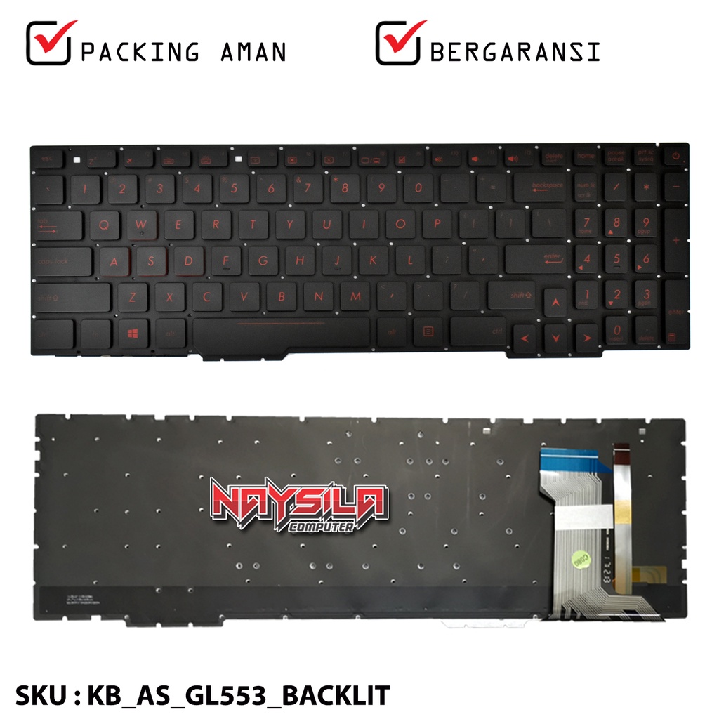 Keyboard ASUS ROG Strix GL553 GL553VD GL553VE GL553VW - RED BACKLIT