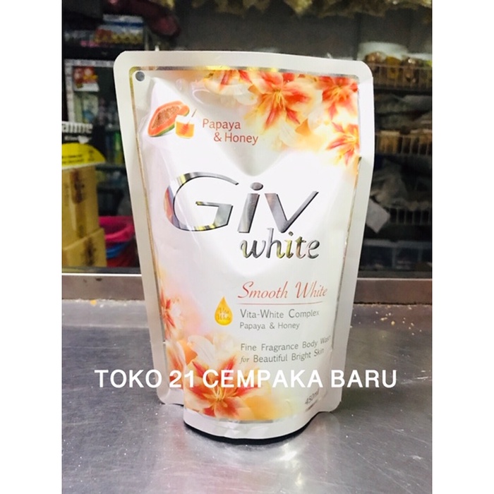 Giv White Sabun Cair Papaya & Honey Refill 450 ml | Sabun Cair Giv 450