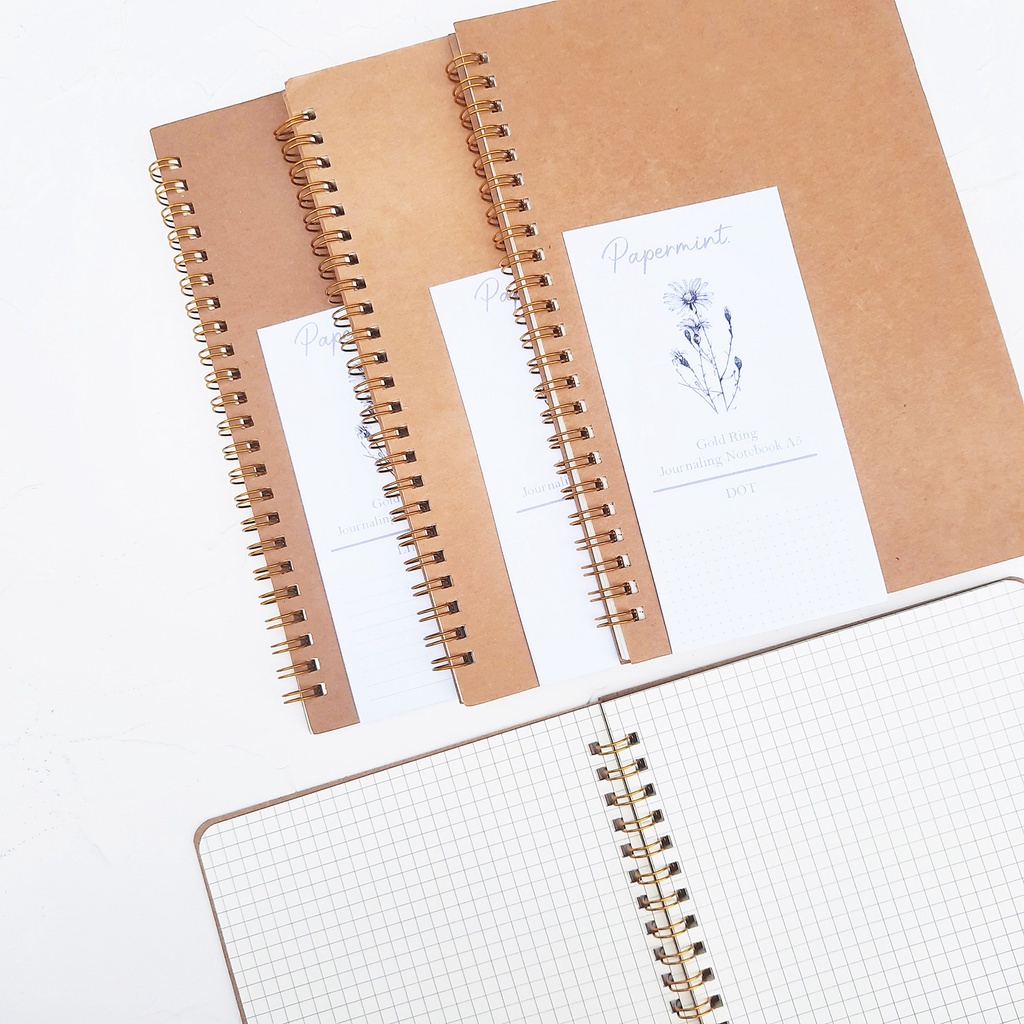 

Journaling Gold Ring Kraft Notebook A5 Dot Grid Blank Line / Buku Tulis Journal Polos Titik Kotak Ruled Bergaris Estetik Vintage Aesthetic Notebook 3