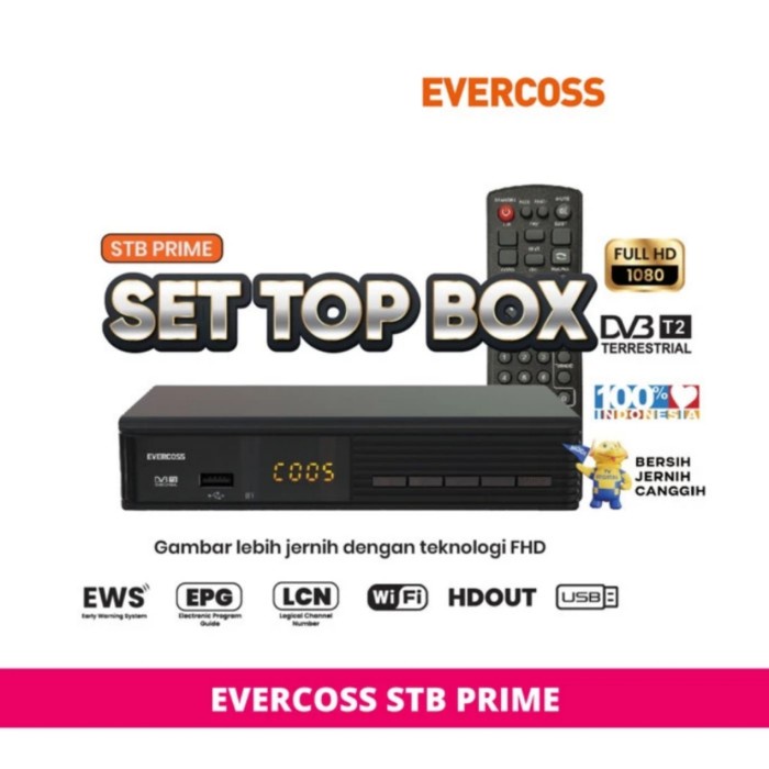 Evercross set Top Box Prime DVT2 Full HD DIGITAL Receiver TV - STB FULLSET