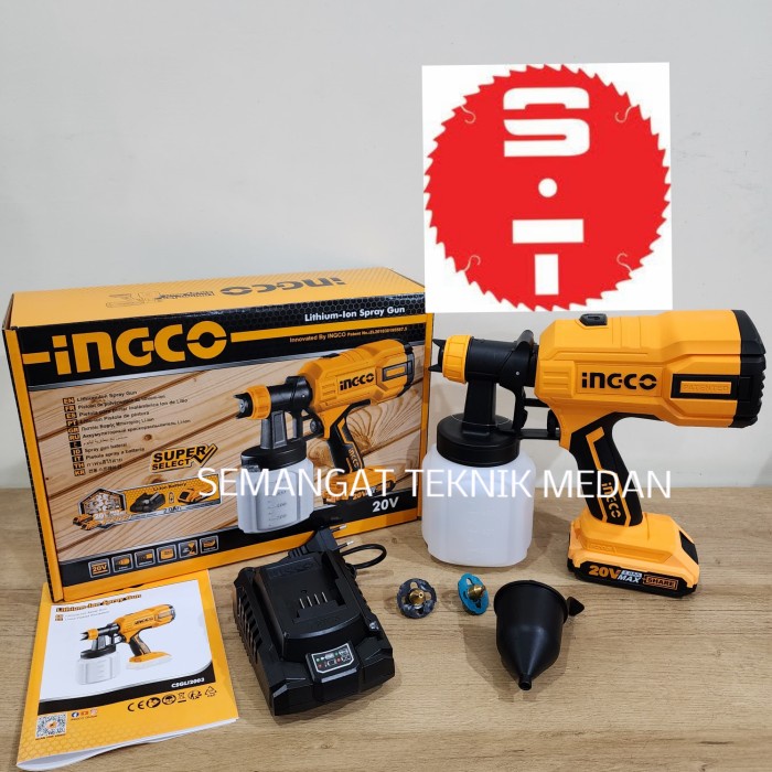 Berkualitas CSGLI20406 SPRAY GUN CORDLESS SEMPROTAN ANGIN CAT 20V 2AH SET INGCO WSD547