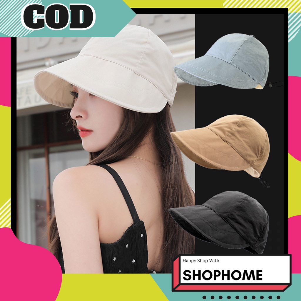 SHOPHOME - Topi Visor Lipat Wanita Anti UV Panas Matahari Bucket Hat Korea Style HAT12