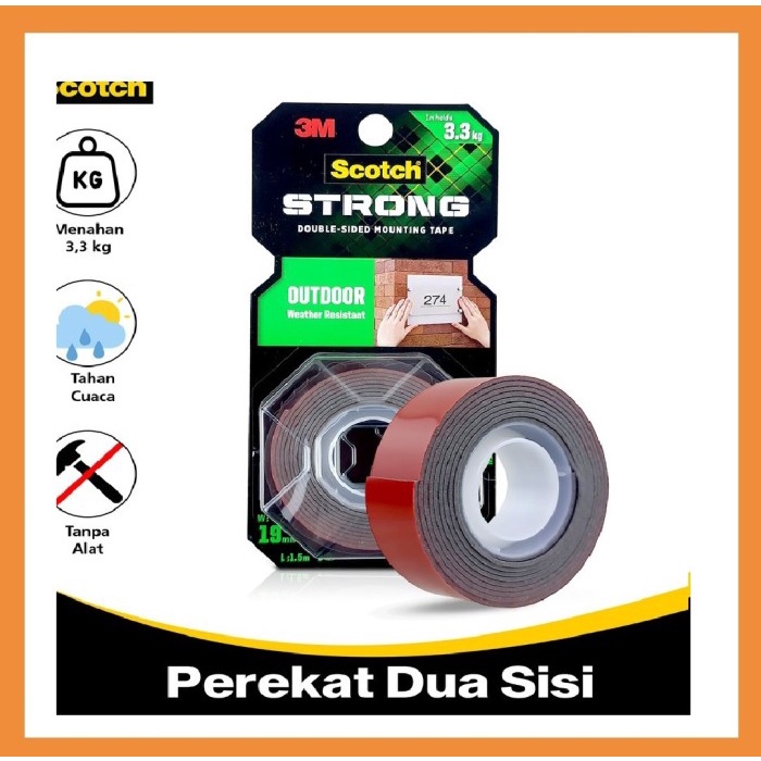 

3M Scotch Strong Outdoor Tape 19mmx1,5m Outdoor Weather Proof 411-S19