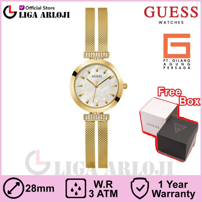 GUESS GW0471L2 Original ARRAY Jam Tangan Wanita Analog Gold Mesh