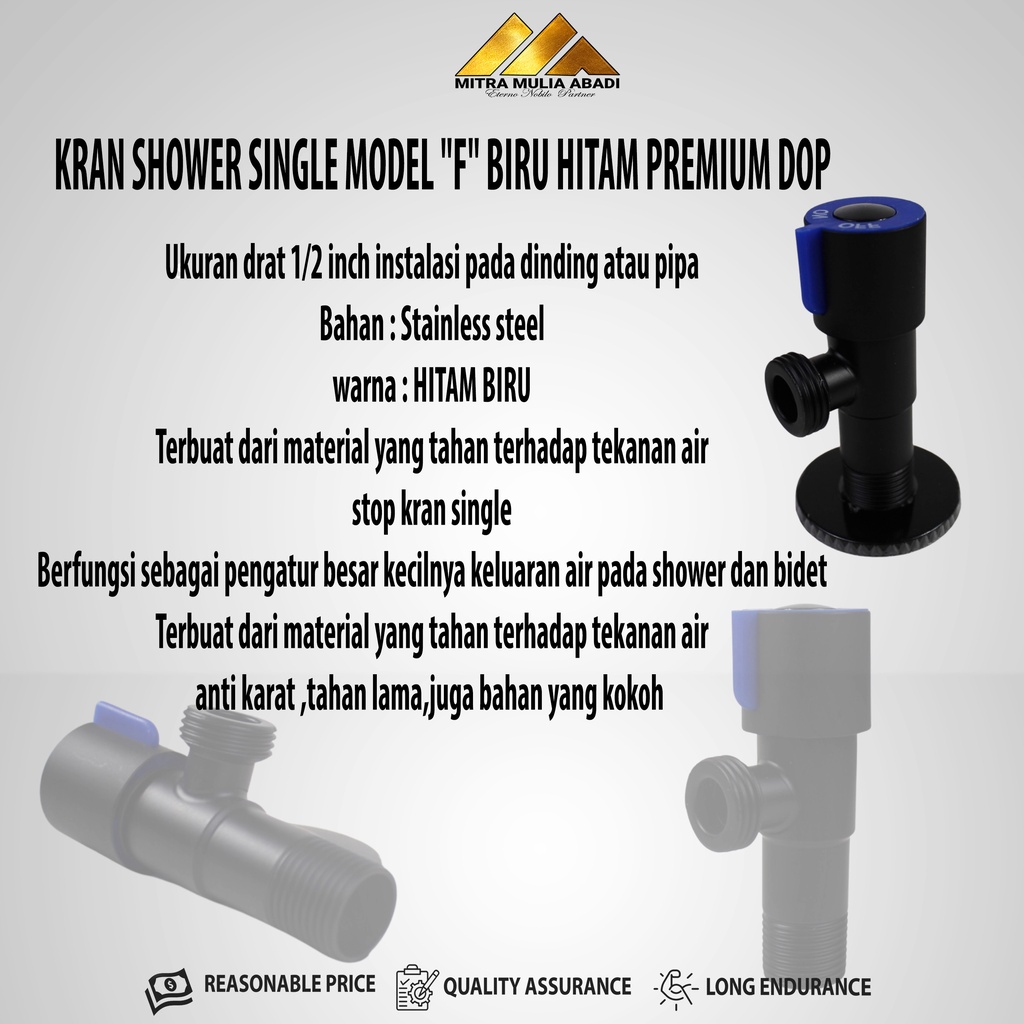 ID STOP KRAN SHOWER SINGLE I KRAN SHOWER SINGLE MODEL "F" BIRU HITAM PREMIUM DOP