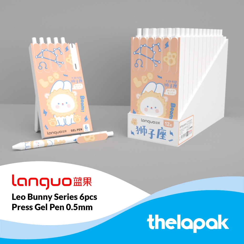 

Pulpen Gel 0.5mm Set 6pcs Languo Zodiac Bunny Leo Pen Tinta Hitam