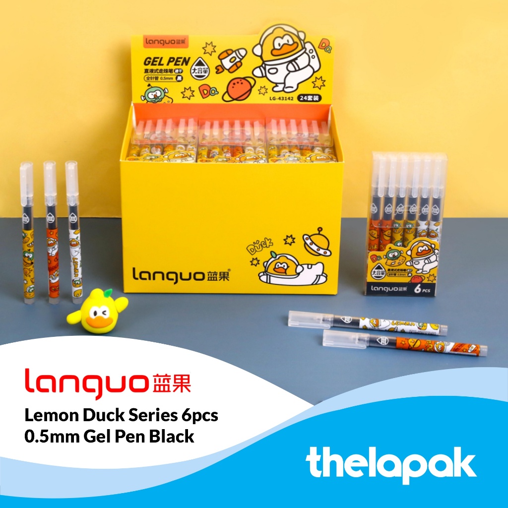 

Pulpen Gel 0.5mm Set 6pcs Languo Lemon Duck Series Pen Tinta Hitam