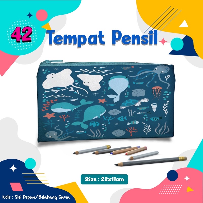 

Kado ultah new Pencil Case Ikan Paus 042 Animal Cute Tempat Pensil Kostak Kotak wadah Pouch dompet Custom Nama Foto