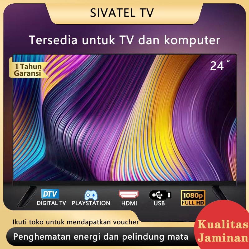 SIVATEL TV LED HD PC Tampilan HD Monitor Rumah TV 24 inch Monitor Kantor Pemantau Komputer  Tampilan