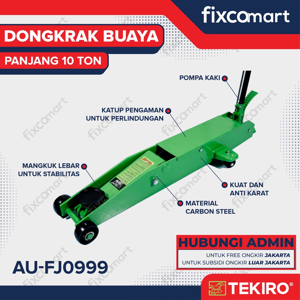 Tekiro Dongkrak Buaya Panjang 10 Ton - Dongkrak Mobil