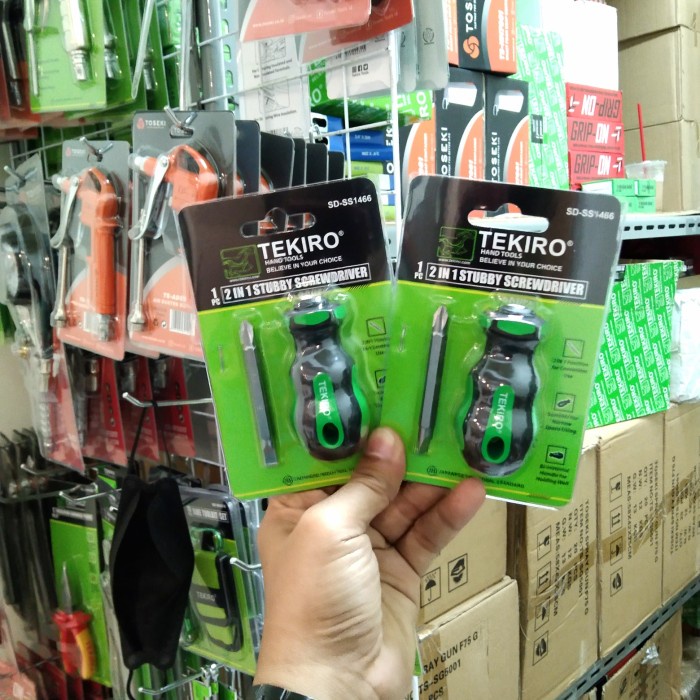 *BEST SELLER* Obeng Bolak Balik Pendek TEKIRO - Obeng Cebol TEKIRO Bolak Balik