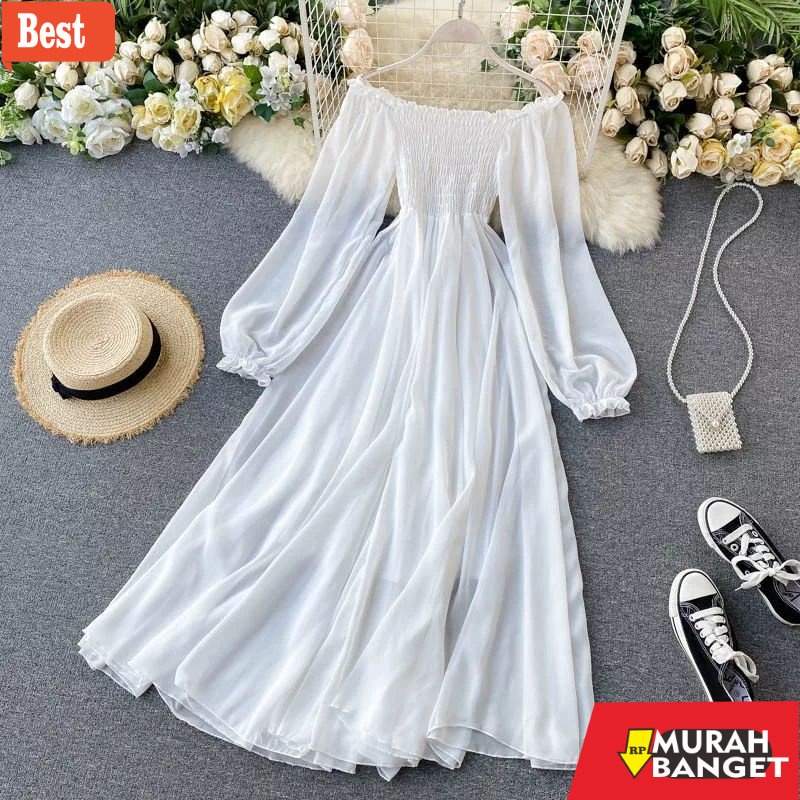 GAMIS RAMADHAN TERBARU UNTUK WANITA- Maxi dress kondangan party pesta wanita sabrina Off Shoulder ke