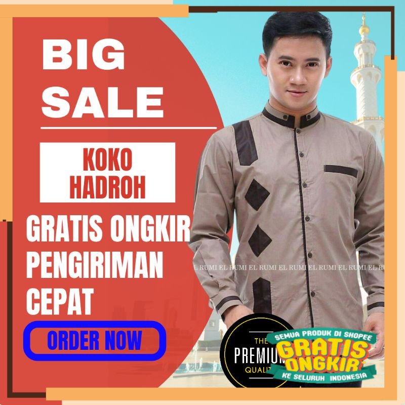 GEBYAR RAMADHAN RAYA Baju koko lengan panjang pria dewasa original motif berlian terbaru bahan katun