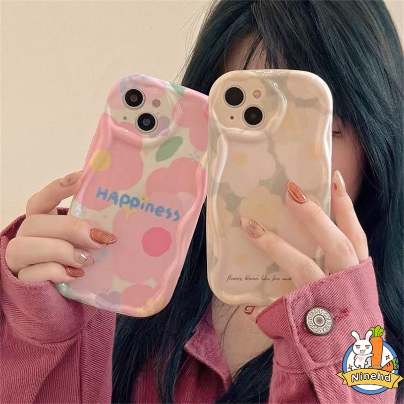 IPHONE Casing Kompatibel Untuk Iphone14 13 12 11 Pro Max X Xr Xs Max8 7 6 6s Plus SE 2020 ins Gaya Lukisan Minyak Musim Semi Bunga Segar Ponsel Case Lensa Menebal Shockproof Protection Cover