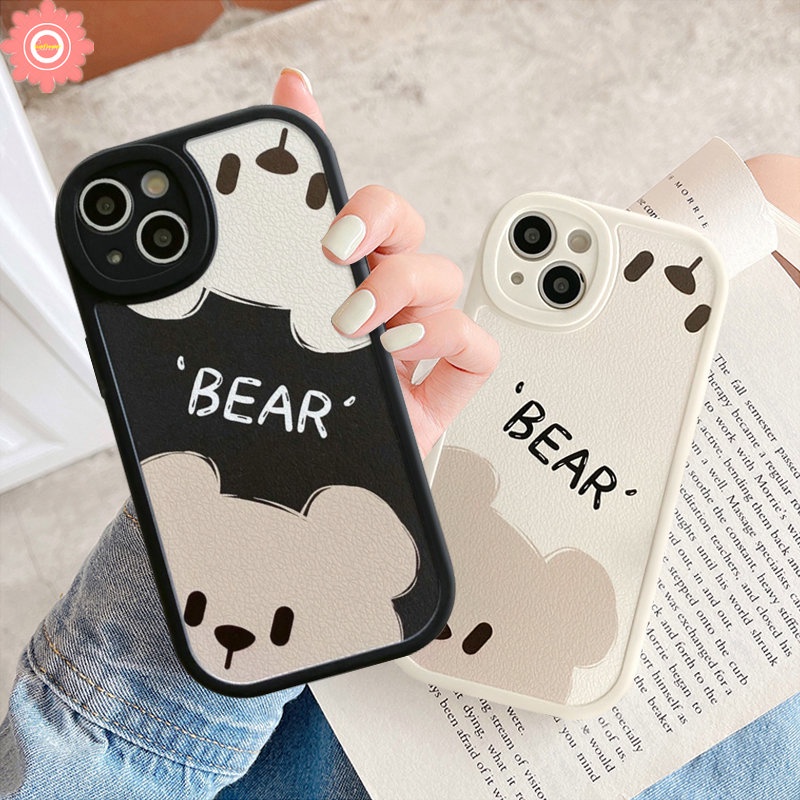 Couple Kartun Beruang Lucu Case Kompatibel Untuk iPhone 7plus XR 11 14 12 13 Pro Max 6 6s 7 8 plus X XS Max SE 2020 Silicon Lembut Tpu Penutup Belakang