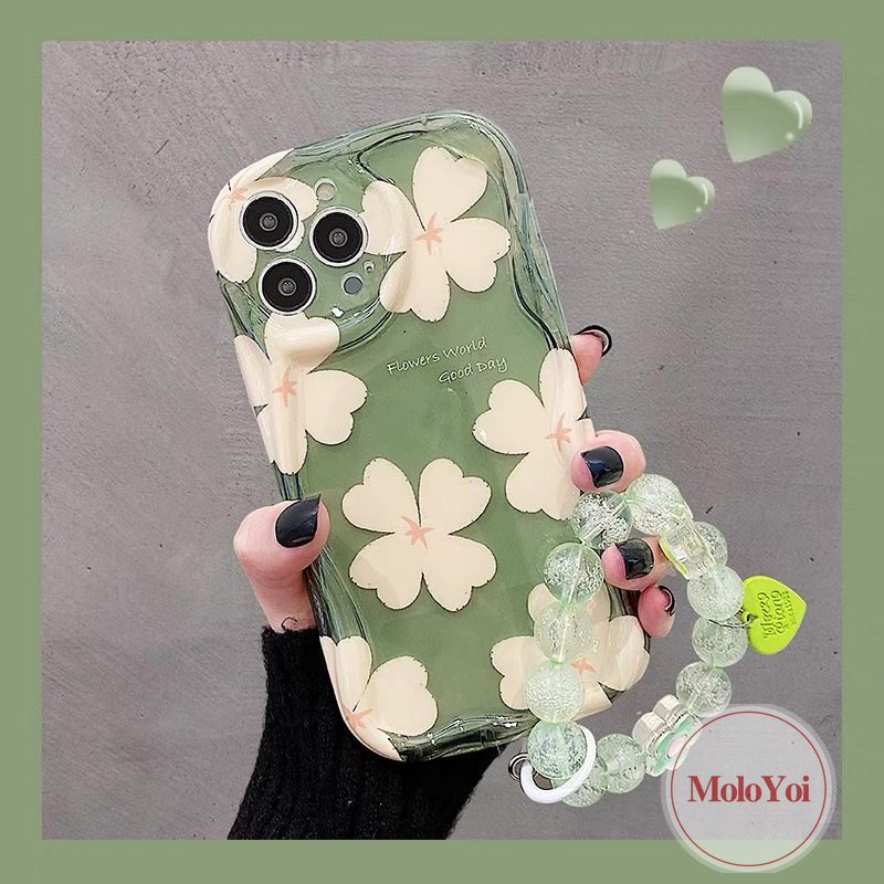 IPHONE Case Bunga Kompatibel Untuk Iphone11 14 13 12 Pro Max XR 6s 6 7 8 Plus 7plus X XS Max SE 2020 3D Wavy Curved Edge Fresh Flowers Tpu Lembut Shockproof Airbag Glossy Back Cover