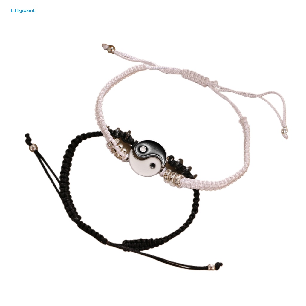 Lilyscent 2Pcs Liontin Gelang Tahan Lama Untuk Wanita Fadeless Stylish Bracelet Pendant Adjustable