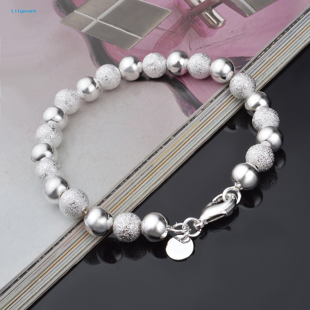 Lilyscent Fashion Wanita 8mm Glossy Timbul Manik-Manik Gelang Bangle Perhiasan Pergelangan Tangan Dekorasi