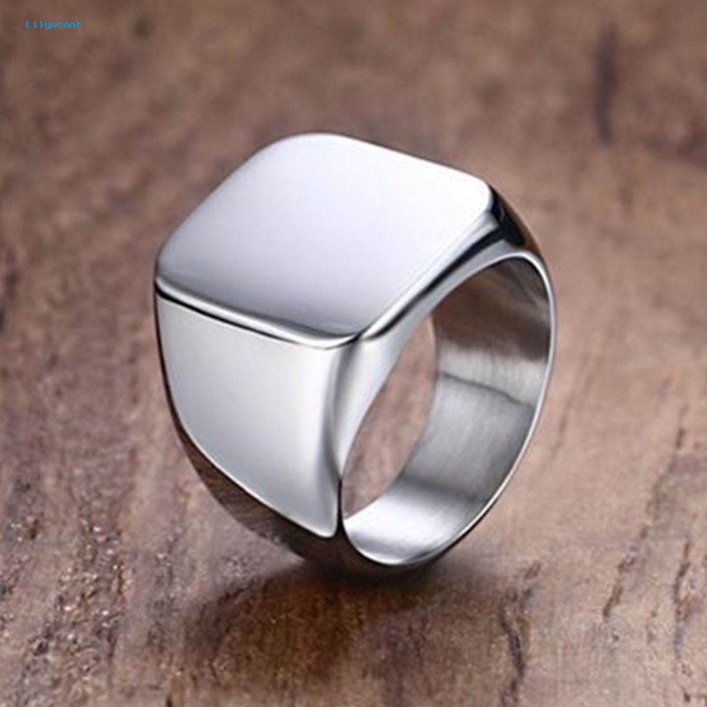 Lilyscent Cincin Pasangan Bebas Alergi Untuk Pakaian Sehari-Hari Pria Wanita Punk Vintage Square Ring Wedding Band Geometric