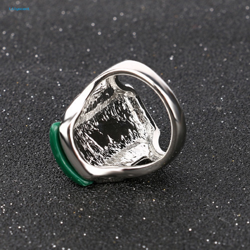 Lilyscent Wanita Bohemia Vintage Geometris Resin Pesona Berlian Imitasi Cincin Jari Perhiasan Hadiah