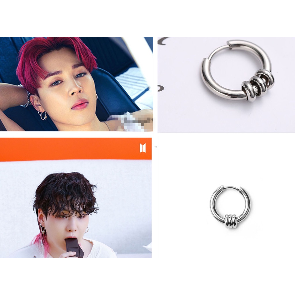 Anting Hoop Bulat Sederhana Baru Untuk Wanita Pria Kesederhanaan Fashion Coil Earrings Perhiasan BTS Jimin Yoongi Gaya Yang Sama