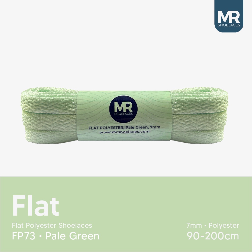 Original MR Shoelaces FP73 Pale Green (Hijau Pale) Tali Sepatu Polyester Pipih Flat 7mm 80cm 90cm 100cm 120cm 130cm 150cm 180cm 200cm untuk Sneakers - Premium Shoelace Terbaik