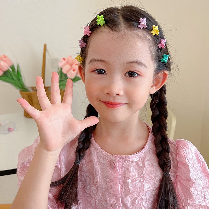 Magic789 1PC Indah Warna-Warni Mickey Bunga Rambut Cakar Klip Untuk Anak-Anak Wanita Perempuan Lucu Bintang Hati Rambut Mengepang Rambut Pin All-match Aksesoris Rambut