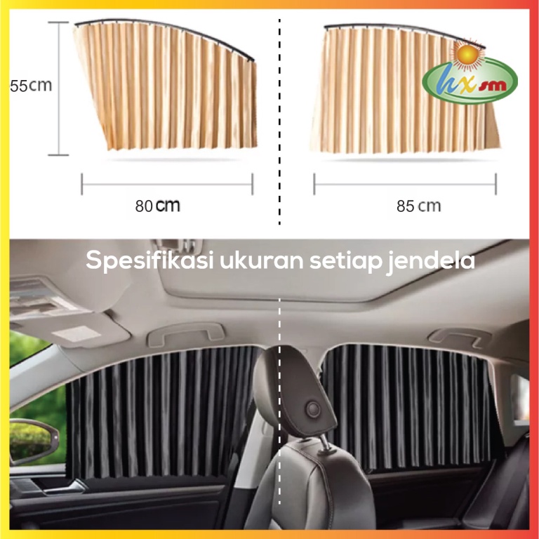 Tirai Jendela Mobil Magnetic - Car Window Universal - Hongxin - Hitam JUMBO