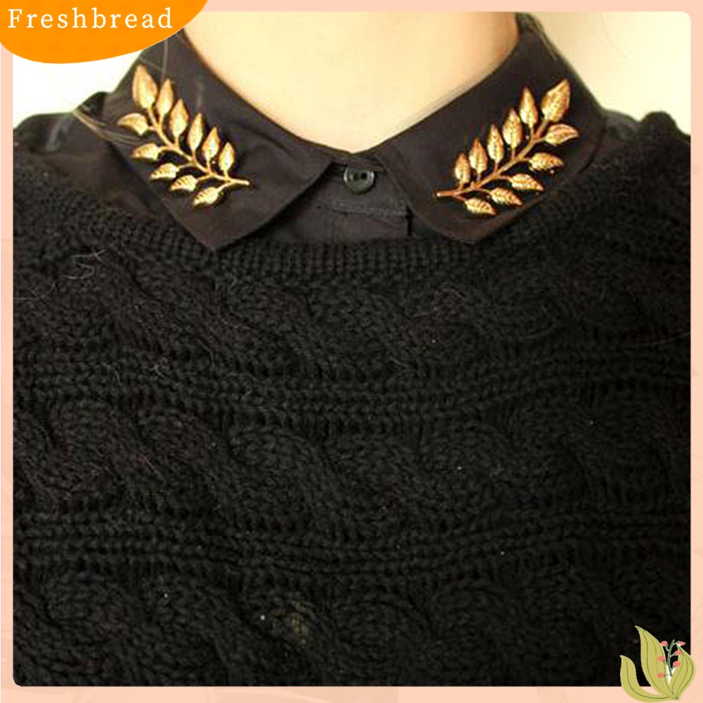 < Freshbread > 1pasang Pin Bros Bentuk Daun Dekorasi Perhiasan Tahan Lama Kerah Bros Pakaian Decor