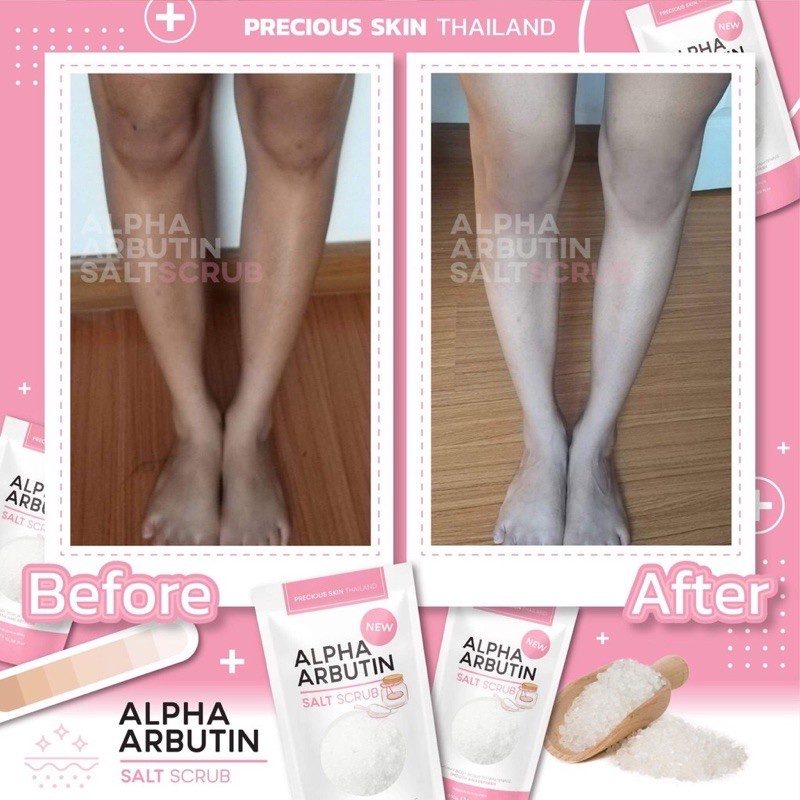 Precious Skin Thailand Alpha Arbutin Triple Whitening Shower Salt Scrub 300 Garam Mandi Garam Lulur