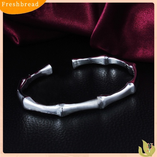 &lt; Freshbread &gt; Fashion Wanita Perak Berlapis Bangle Hadiah Bambu Pembukaan Bersama Manset Gelang