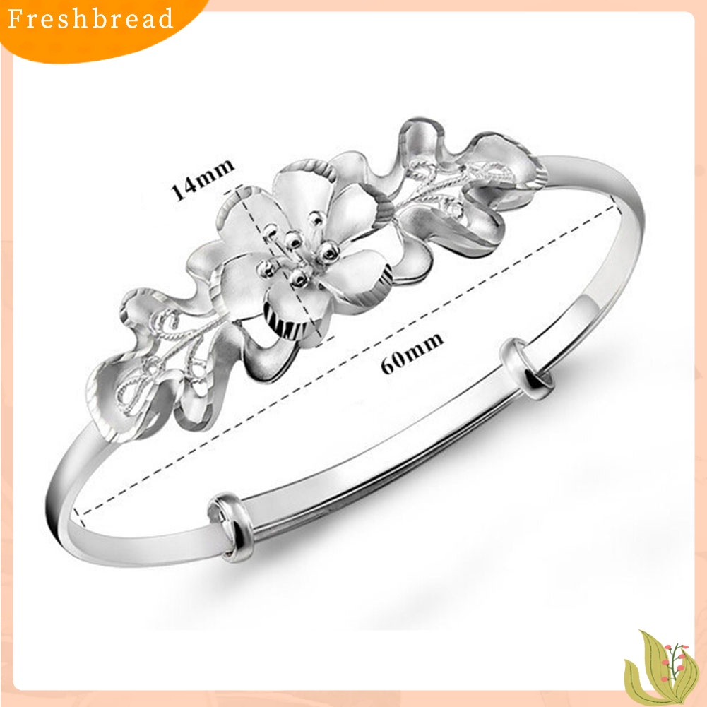 &lt; Freshbread &gt; Fashion Bunga Adjustable Cuff Bangle Woman Perak Disepuh Gelang Tangan Perhiasan