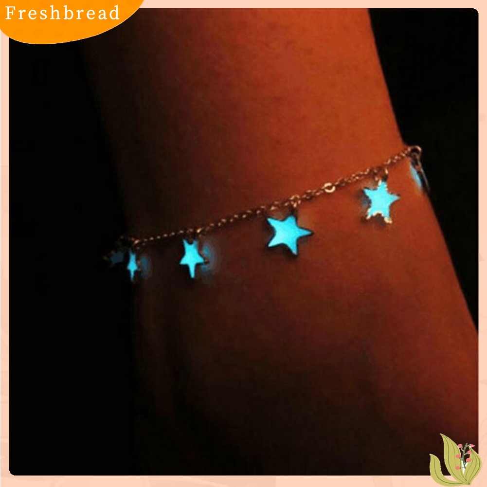 &lt; Freshbread &gt; Fashion Unisex Gelang Kaki Pantai Rumbai Bintang Lima Neon Biru