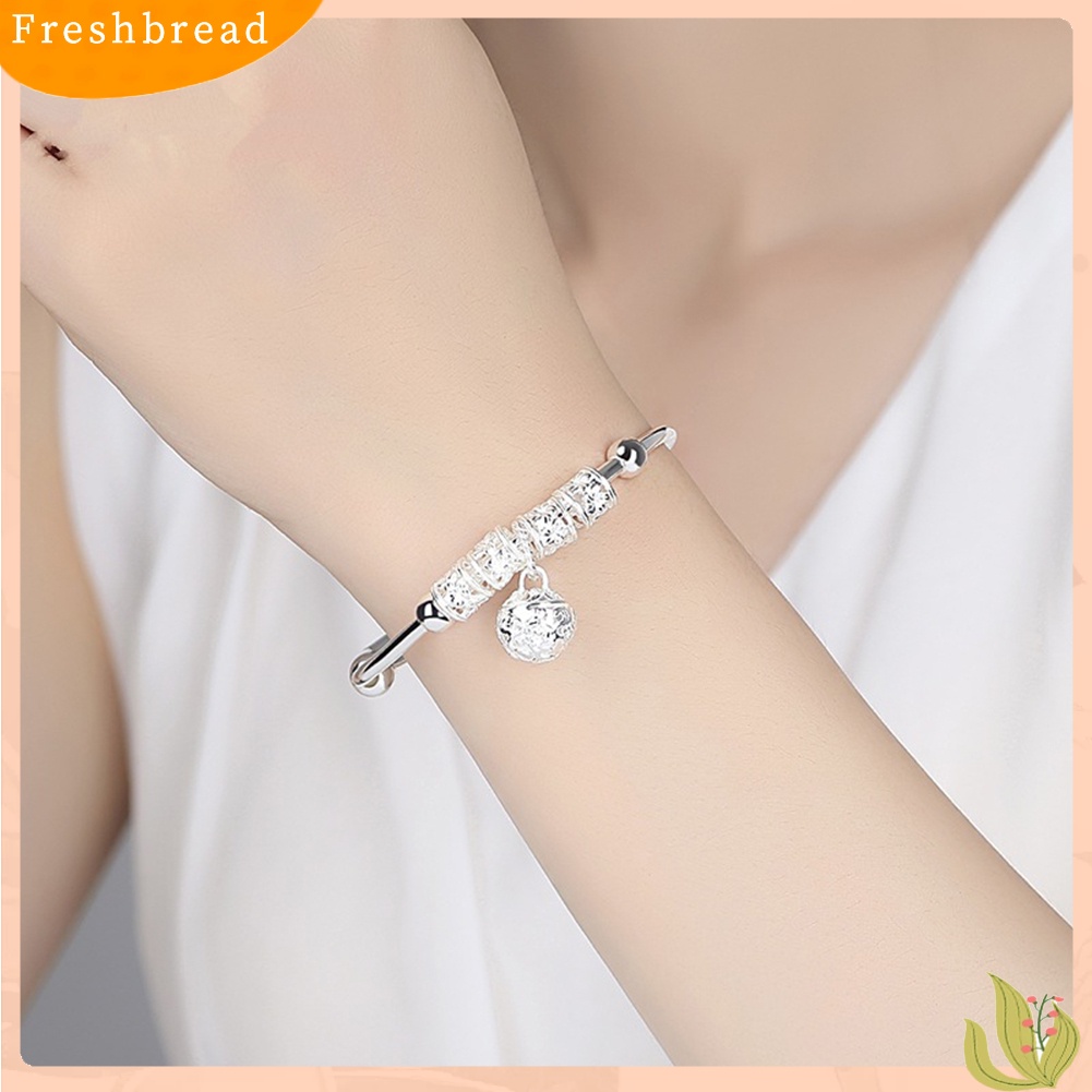 &lt; Freshbread &gt; Fashion Wanita Perak Berlapis Bola Berongga Pesona Bangle Gelang Perhiasan Hadiah