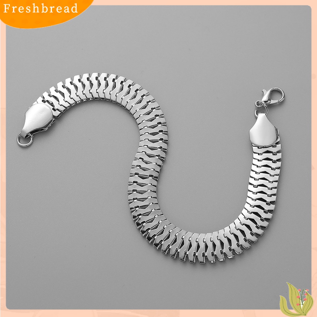 &lt; Freshbread &gt; Pria Gelang Warna Solid Sederhana Stainless Bland Lobster Klip Permukaan Halus Keren Bentuk Sisik Ular Anti Karat Pria Bangle Pakaian Sehari-Hari Perhiasan