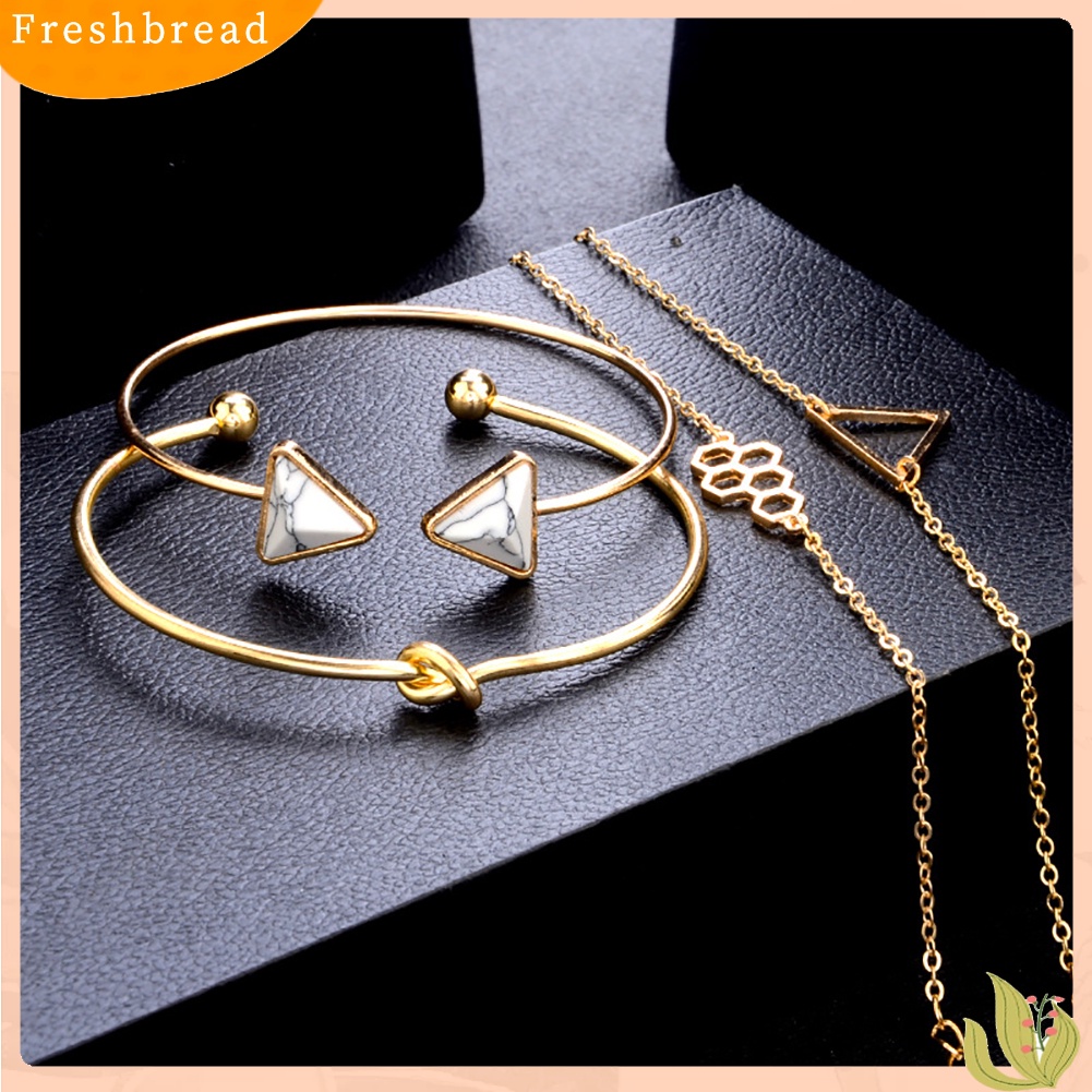 &lt; Freshbread &gt; Multi Layers Jewelry Honeycomb Triangle Knot Bracelet Adjustable Open Bangle