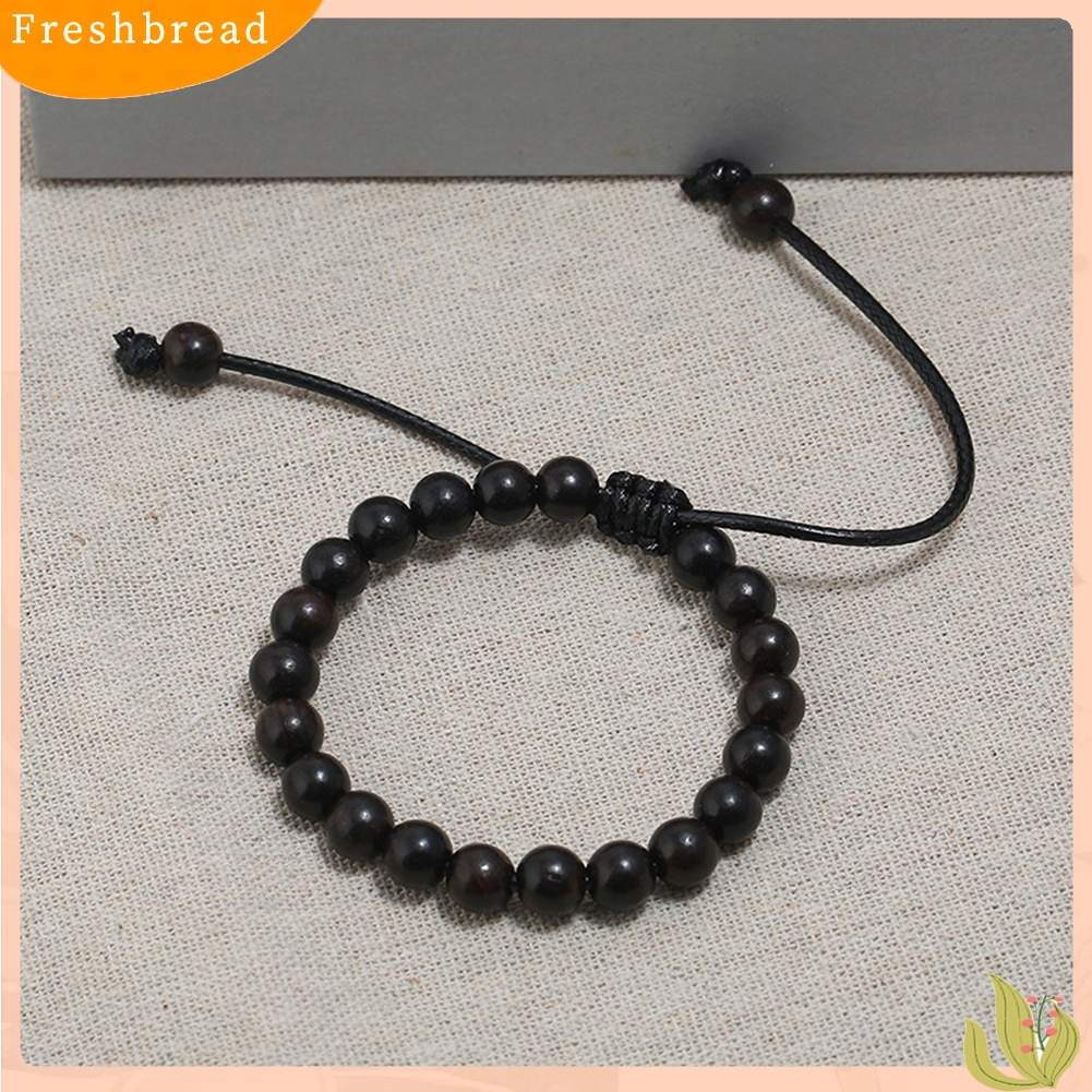 &lt; Freshbread &gt; Handmade Unisex Manik-Manik Kayu Tali Lilin Gelang Hadiah Perhiasan Tangan Rohani