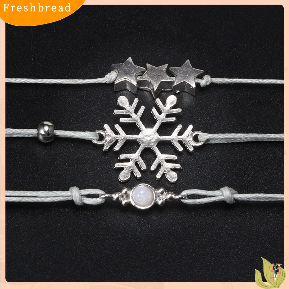 &lt; Freshbread &gt; 5Pcs/Set Fashion Wanita Snowflake Bulan Bintang Alloy Gelang Bangle Perhiasan Hadiah