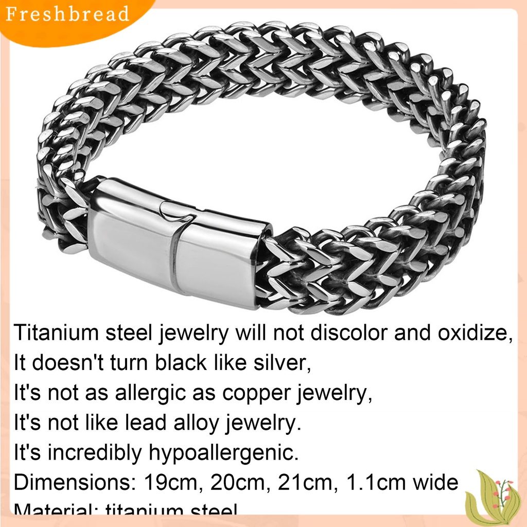 &lt; Freshbread &gt; Gelang Dipoles Ramah Kulit Titanium Steel Pria Braided Chain Bracelet Untuk Ulang Tahun